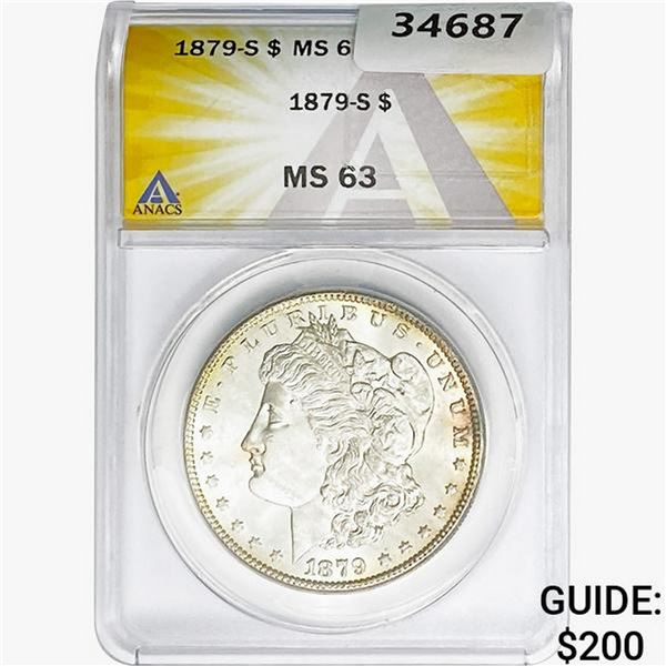 1879-S Morgan Silver Dollar ANACS MS63