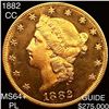 Image 1 : 1882-CC $20 Gold Double Eagle CHOICE BU+ PL