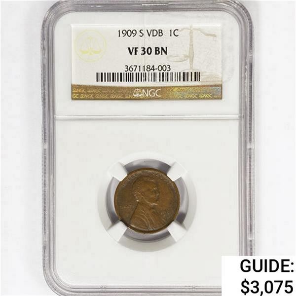1909-S Wheat Cent NGC VF30 BN