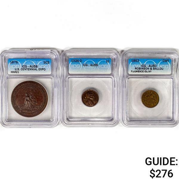 [3] Varied Coinage ICG AU 1863-1926