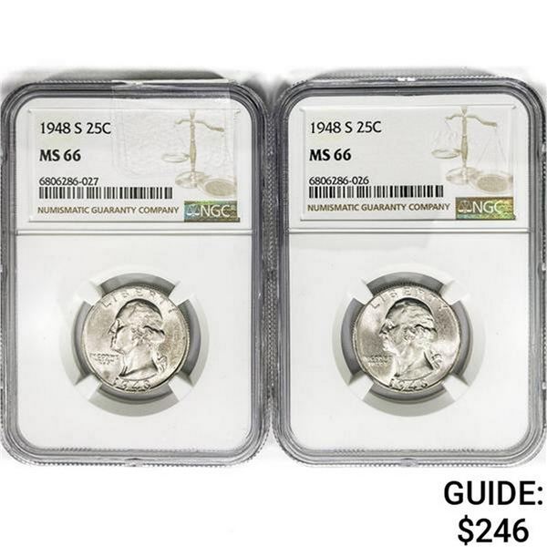 1948-S [2] Washington Silver Quarter NGC MS66