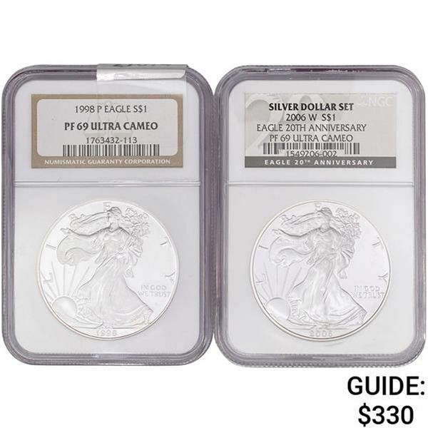 [2] 1998&2006 Silver Eagle NGC PF69 UC
