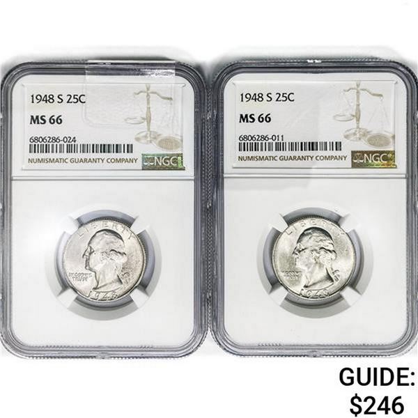 1948-S [2] Washington Silver Quarter NGC MS66
