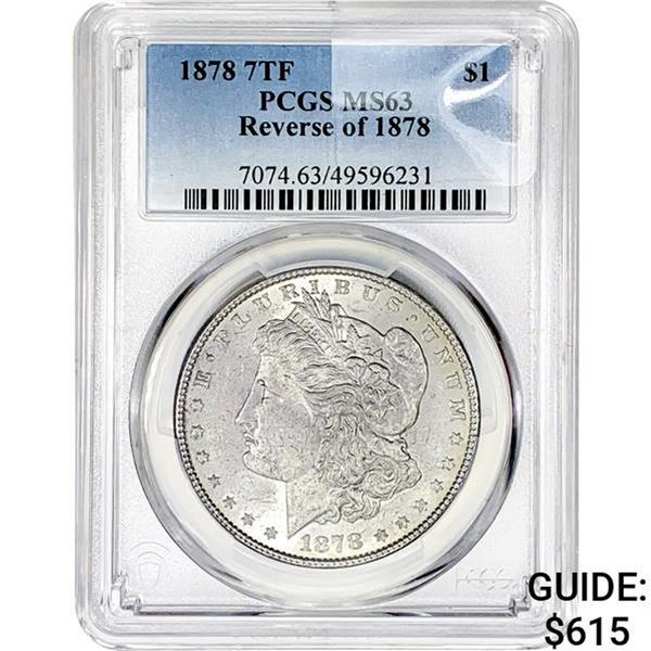 1878 REV78 Morgan Silver Dollar PCGS MS63