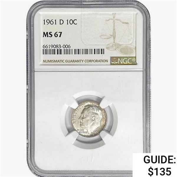 1961-D Roosevelt Dime NGC MS67