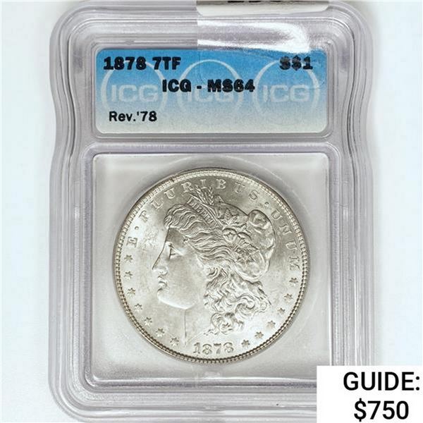 1878 Morgan Silver Dollar ICG MS64