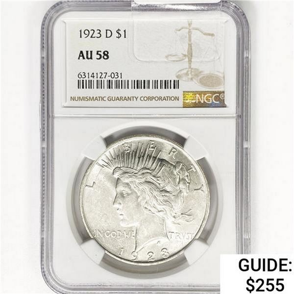 1923-D Silver Peace Dollar NGC AU58
