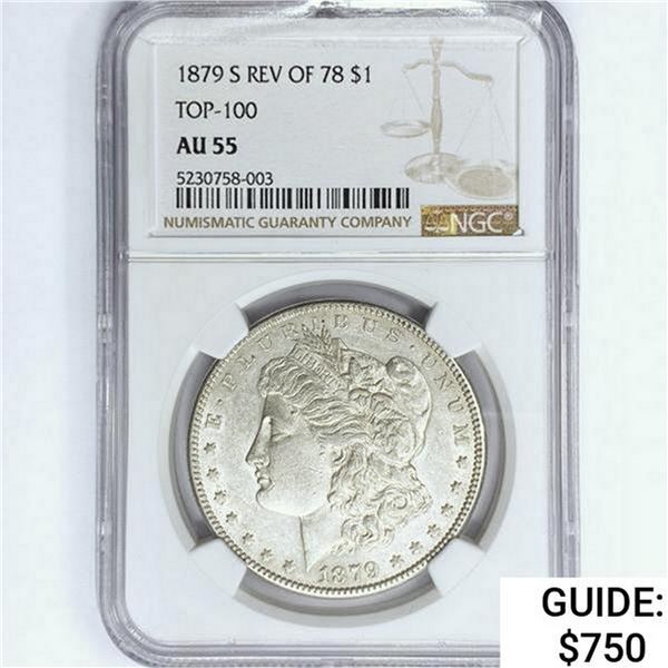 1879-S Morgan Silver Dollar NGC AU55 Rev 78