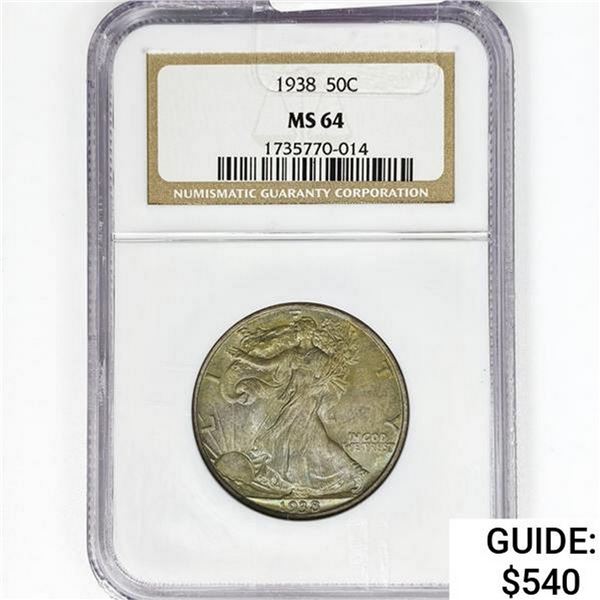 1938 Walking Liberty Half Dollar NGC MS64