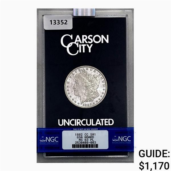 1882-CC Morgan Silver Dollar NGC MS63 PL GSA