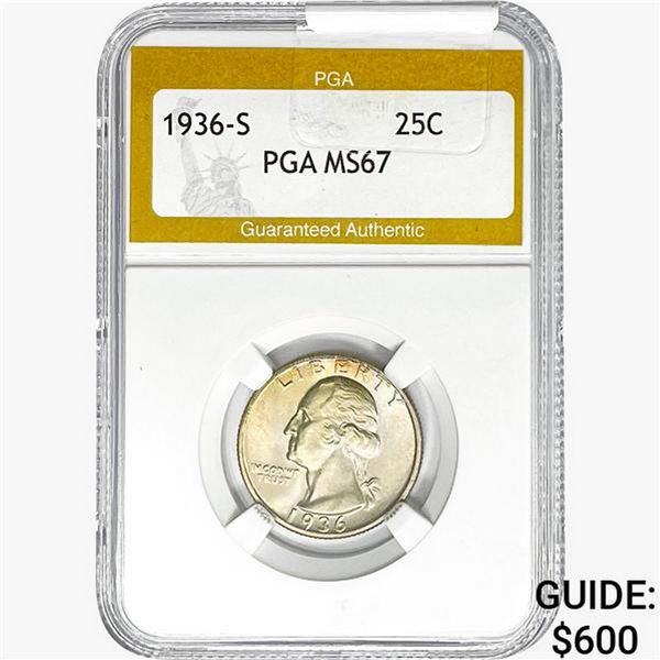 1936-S Washington Silver Quarter PGA MS67