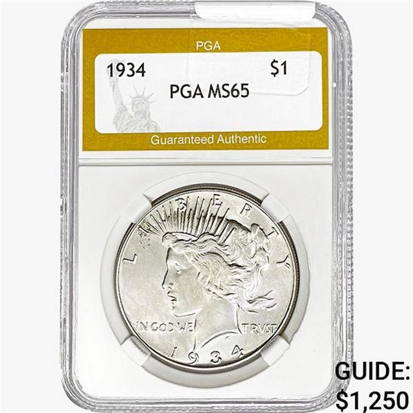 1934 Silver Peace Dollar PGA MS65