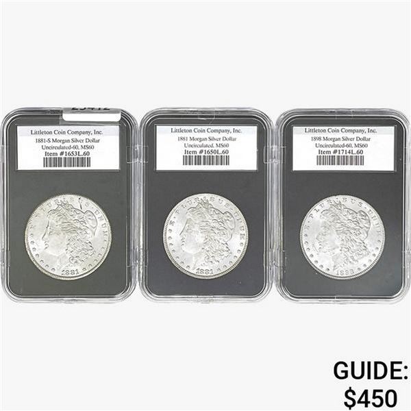 [3]1881-1898 Morgan Silver Dollar LCC MS60