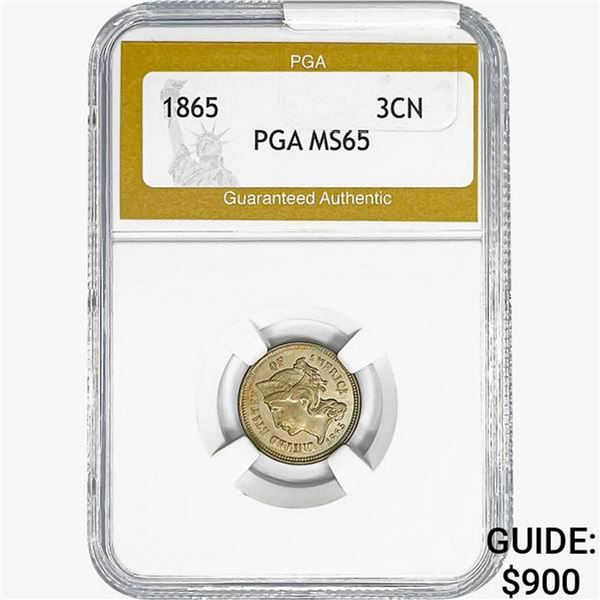 1865 Nickel Three Cent PGA MS65