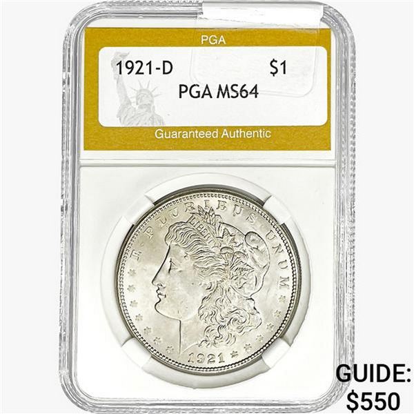 1921-D Morgan Silver Dollar PGA MS64