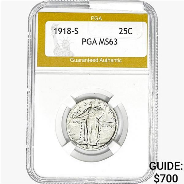 1918-S Standing Liberty Quarter PGA MS63