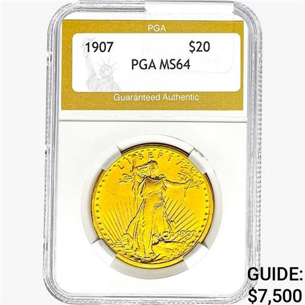 1907 $20 Gold Double Eagle PGA MS64