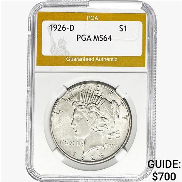1926-D Silver Peace Dollar PGA MS64