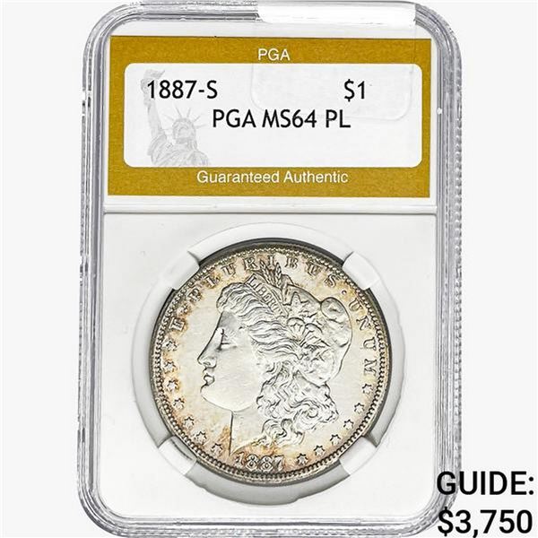 1887-S Morgan Silver Dollar PGA MS64 PL