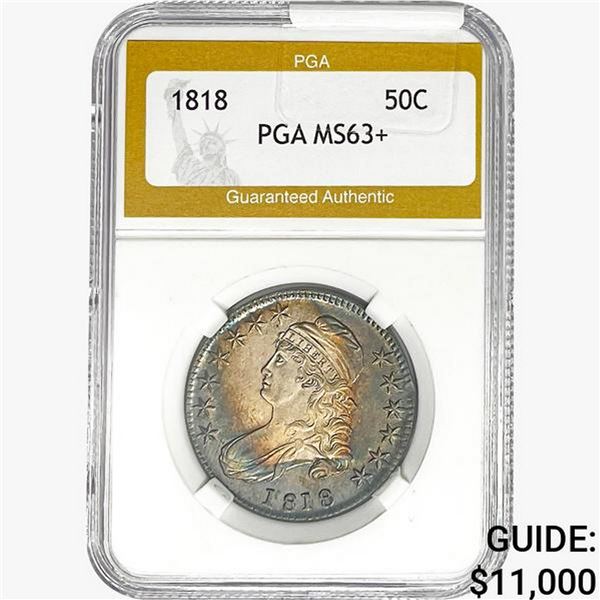 1818 Capped Bust Half Dollar PGA MS63+