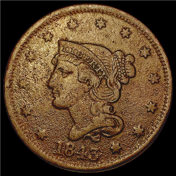 1843 Braided Hair Large Cent NICELY CIRCULATED