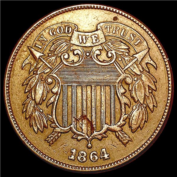 1864 Lg Motto Two Cent Piece CLOSELY UNCIRCULATED