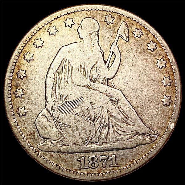 1871 Seated Liberty Half Dollar LIGHTLY CIRCULATED