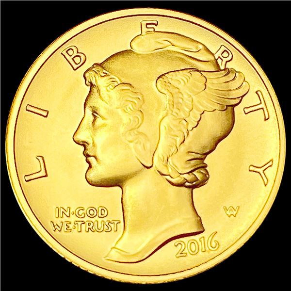 2016-W 1/10th oz Gold Mercury Dime SUPERB GEM BU