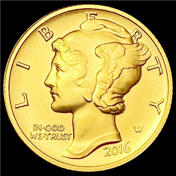 2016-W 1/10th oz Gold Mercury Dime SUPERB GEM BU