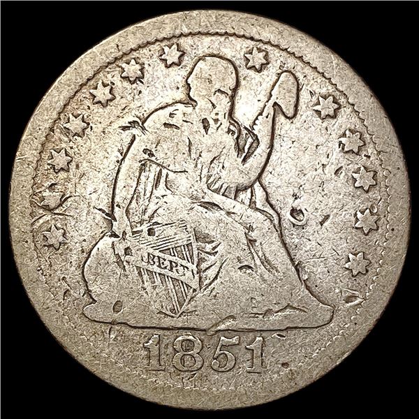 1851-O Seated Liberty Quarter NICELY CIRCULATED