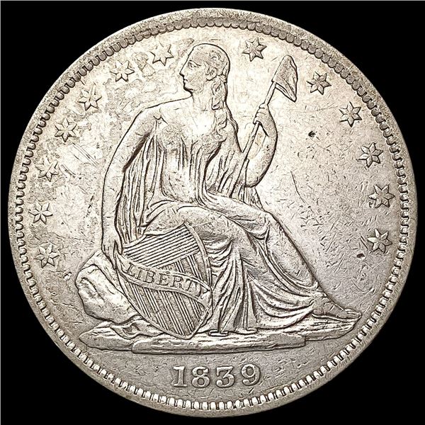 1839 W/Drapery Seated Liberty Half Dollar CLOSELY UNCIRCULATED