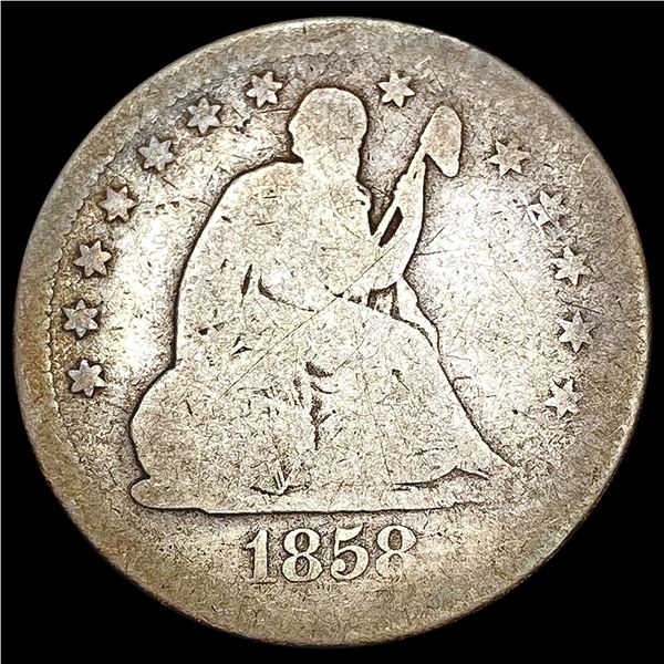 1858 S Seated Liberty Quarter NICELY CIRCULATED