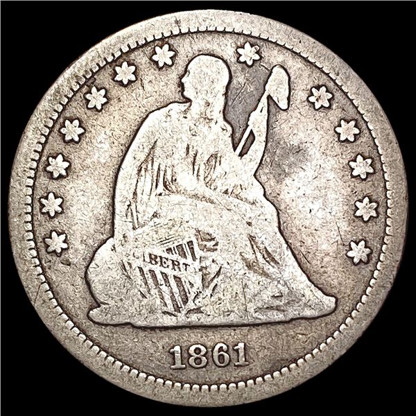 1861 Seated Liberty Quarter NICELY CIRCULATED
