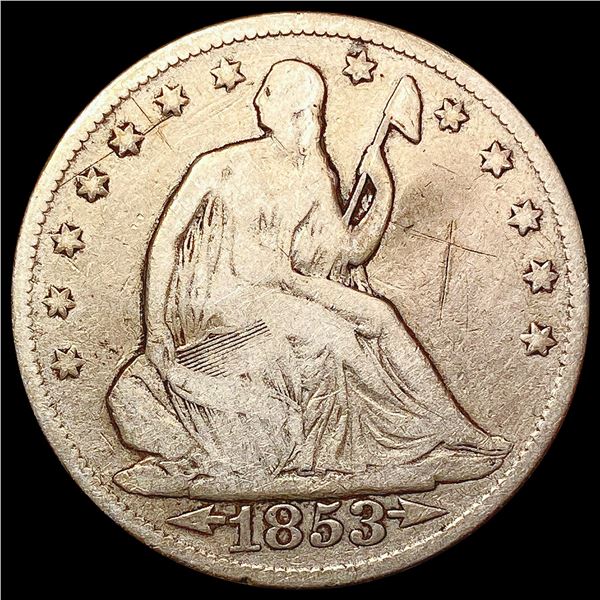 1853 Arrows and Rays Seated Liberty Half Dollar NICELY CIRCULATED