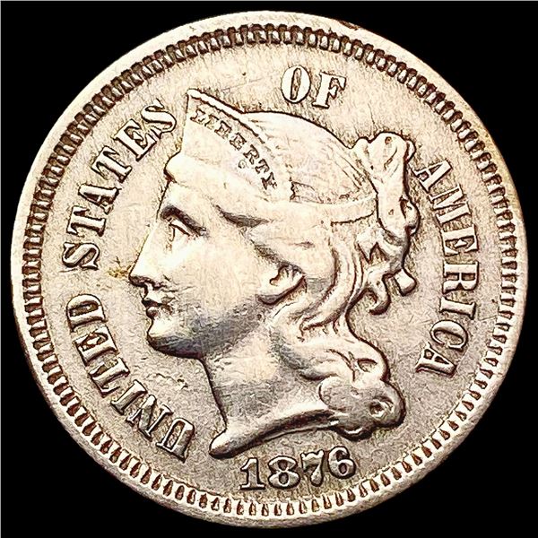 1876 Nickel Three Cent CLOSELY UNCIRCULATED