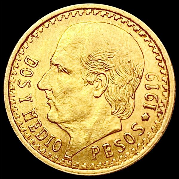 1919 Mexico 2.5 Peso Gold .0603oz AGW UNCIRCULATED
