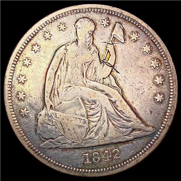 1842 Seated Liberty Dollar LIGHTLY CIRCULATED