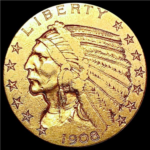 1908 $5 Gold Half Eagle CLOSELY UNCIRCULATED