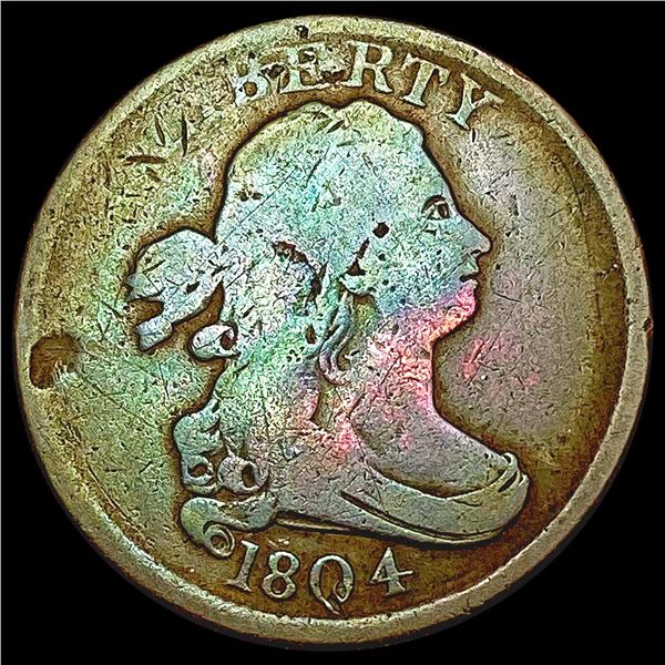 1804 Plain 4 Draped Bust Half Cent NICELY CIRCULATED