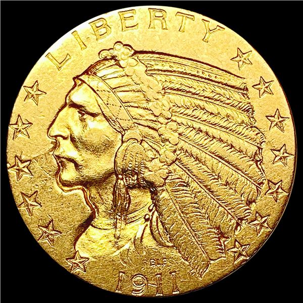 1911 $5 Gold Half Eagle CLOSELY UNCIRCULATED