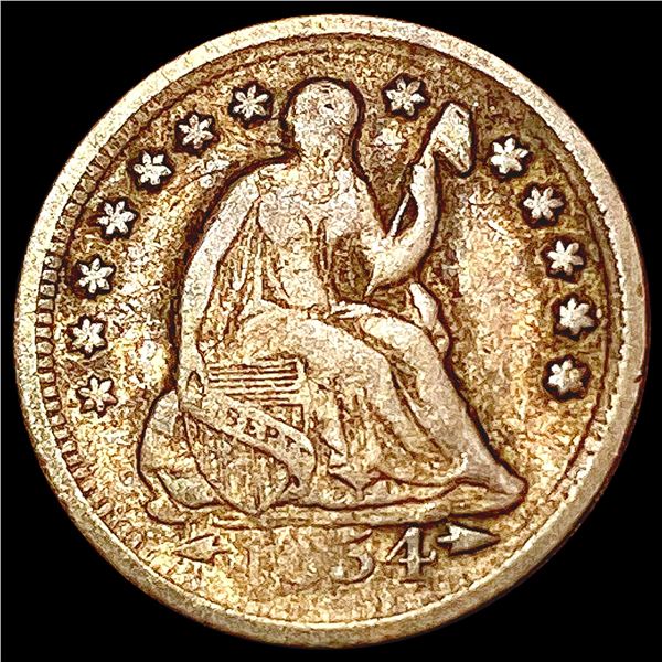 1854-O Arrows Seated Liberty Half Dime NICELY CIRCULATED