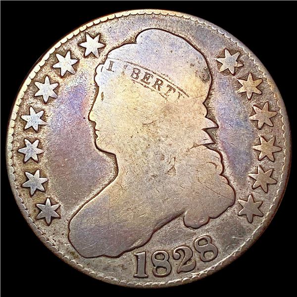 1828 Kn 2 Capped Bust Half Dollar NICELY CIRCULATED