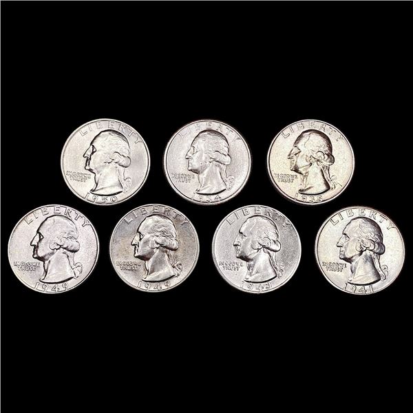 [7] 1934-1950 Varied Date Washington Quarters [7 Coins] HIGH GRADE