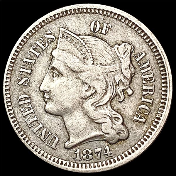 1874 Nickel Three Cent LIGHTLY CIRCULATED