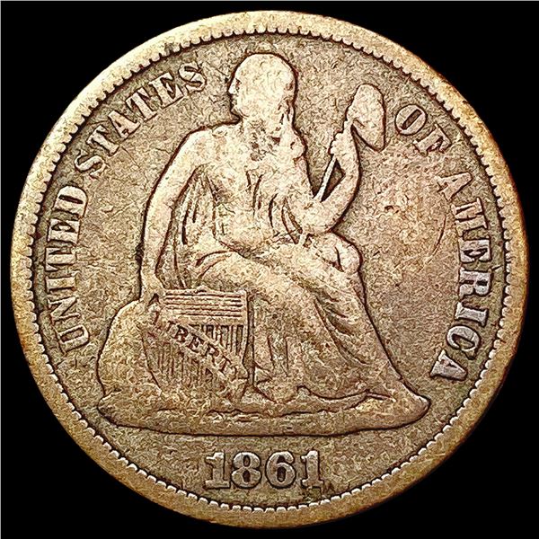 1861 Seated Liberty Dime NICELY CIRCULATED