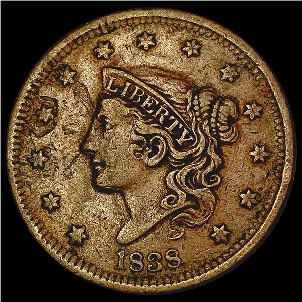 1838 Coronet Head Cent NEARLY UNCIRCULATED
