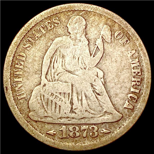 1873-S Arrows Seated Liberty Dime NICELY CIRCULATED