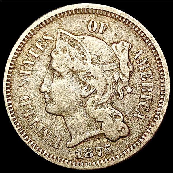 1875 Nickel Three Cent LIGHTLY CIRCULATED