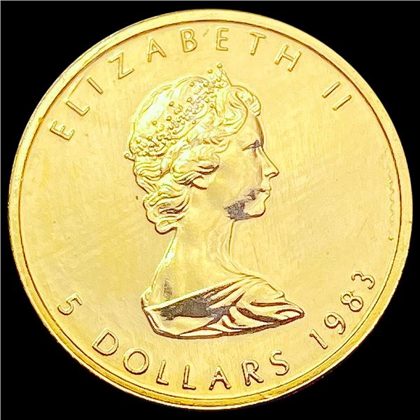 1983 Canada $5 1/10th oz Gold Maple Leaf GEM BU