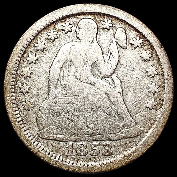 1853 No Arrows RARE Seated Liberty Dime LIGHTLY CIRCULATED